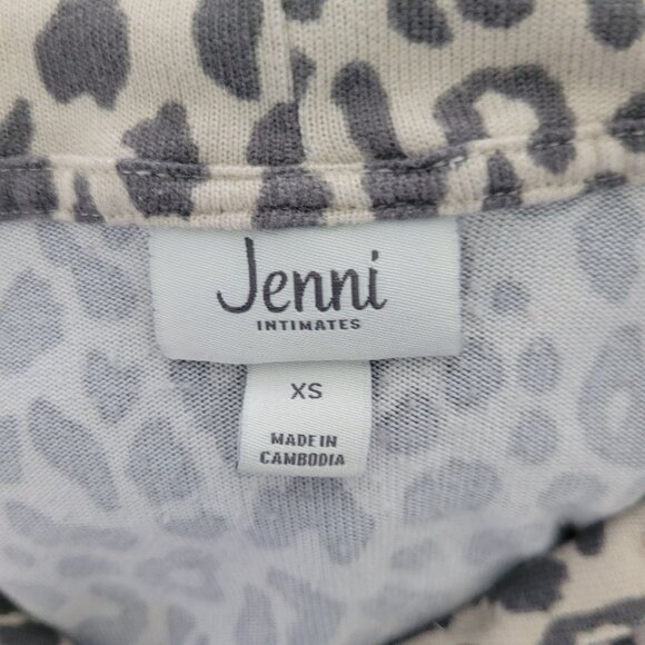 Jenni Intimates Leopard Print Knit Hoodie Womens Size XS Lightweight Soft Cozy - Picture 3 of 8